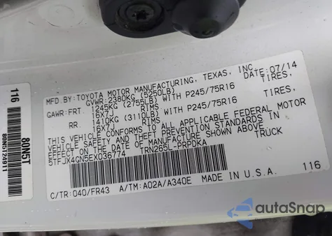 2014 Toyota Tacoma Prerunner z USA, uszkodzony, nr VIN 5TFJX4GN5EX036774